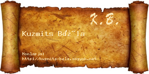 Kuzmits Béla névjegykártya